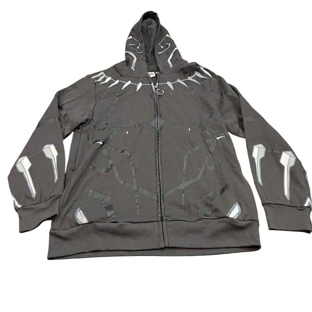 Marvel Black Panther Zip Up Hoodie Youth XL Black Graphic Wakanda Costume Suit